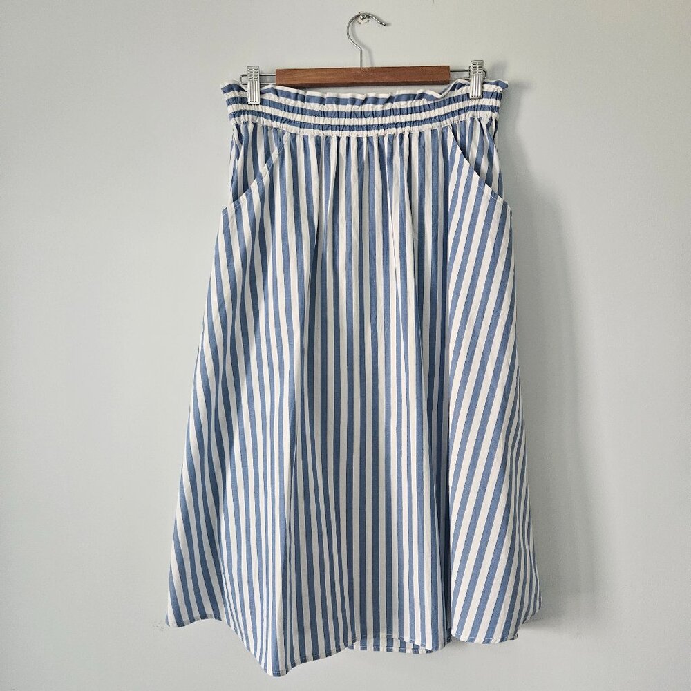 Monki A-Line Striped Cotton Elasticated Waist Skirt